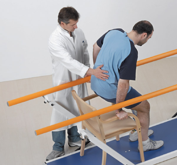 Returning to a seated position by parallel bars adjustment